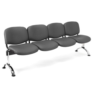 Bancada para recepción 4 asientos MOBY PIEL, negro