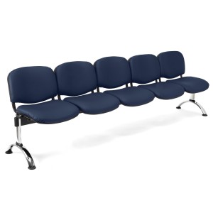 Bancada para recepción 5 asientos MOBY PIEL, negro