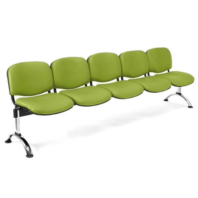 Bancada para recepción 5 asientos MOBY PIEL, negro