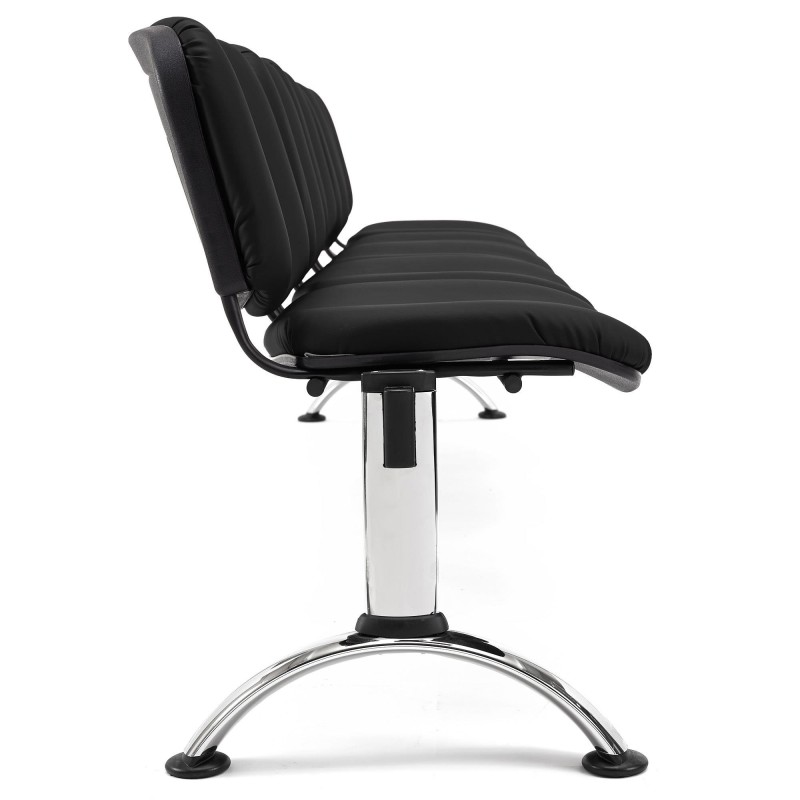 Bancada para recepción 5 asientos MOBY PIEL, negro