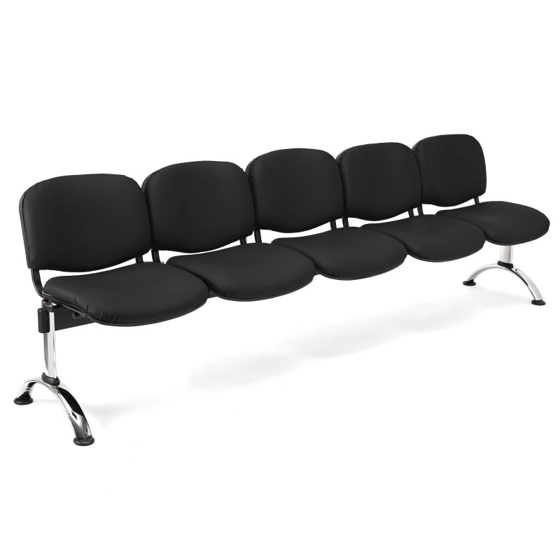 Bancada para recepción 5 asientos MOBY PIEL, negro