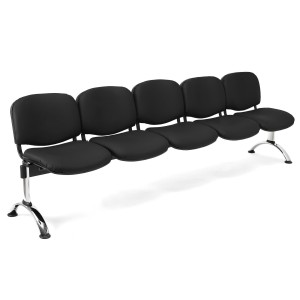 Bancada para recepción 5 asientos MOBY PIEL, negro