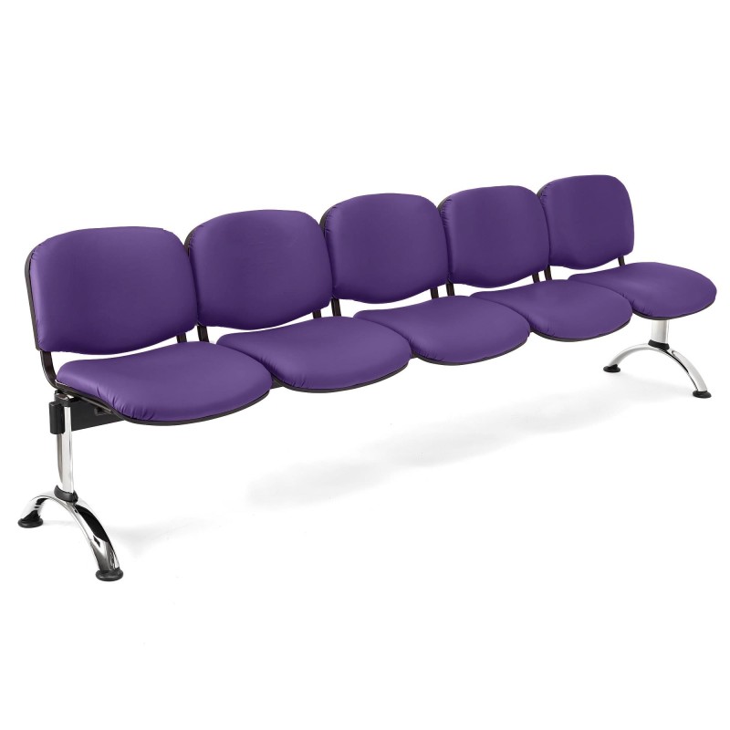 Bancada para recepción 5 asientos MOBY PIEL, negro