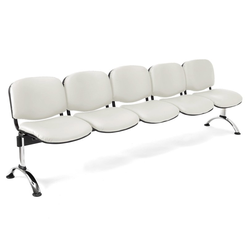 Bancada para recepción 5 asientos MOBY PIEL, negro