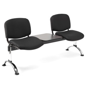 Bancada para recepción 2 asientos y mesa MOBY PIEL, negro