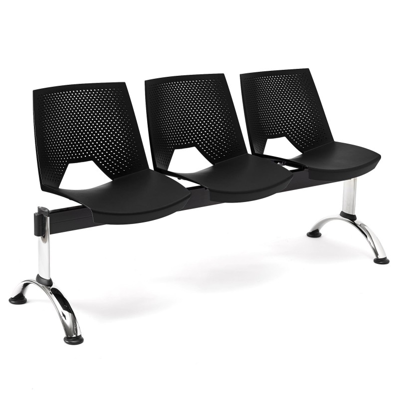Bancada para sala de espera 3 asientos ENZO, negro