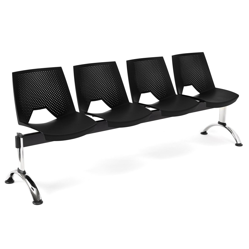 Bancada para sala de espera 4 asientos ENZO, negro