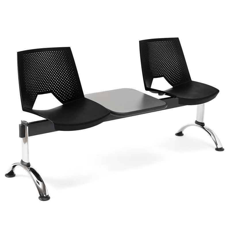 Bancada para sala de espera 2 asientos y mesa ENZO, negro