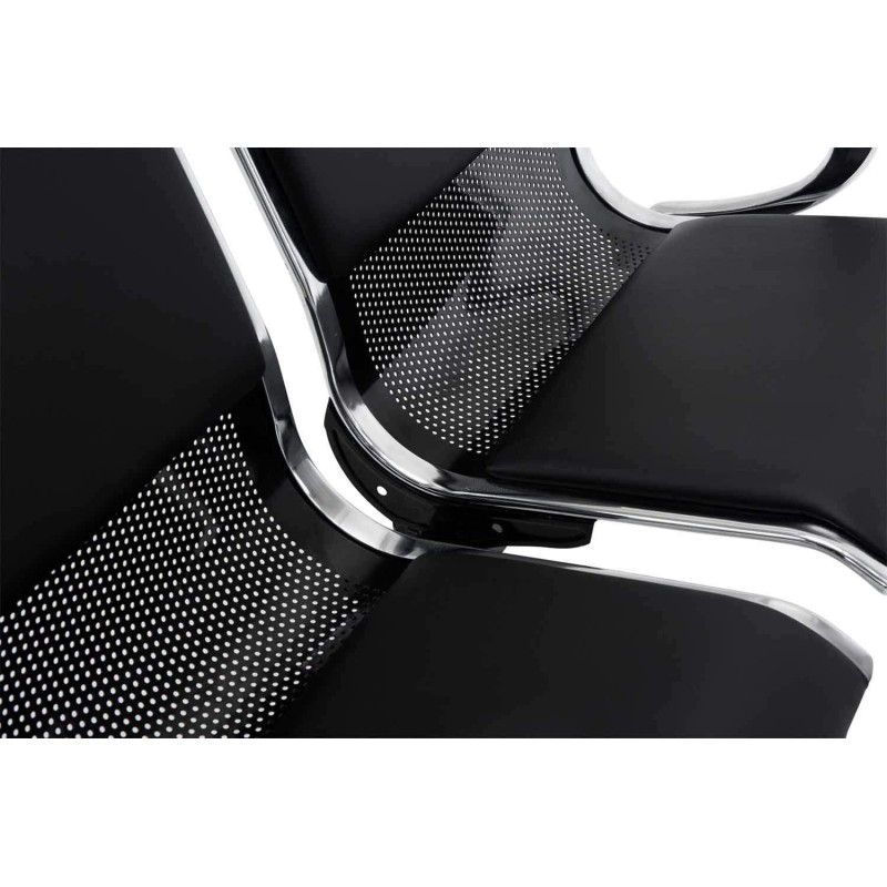 Bancada 2 asientos AUREA, en metal negro y piel negra