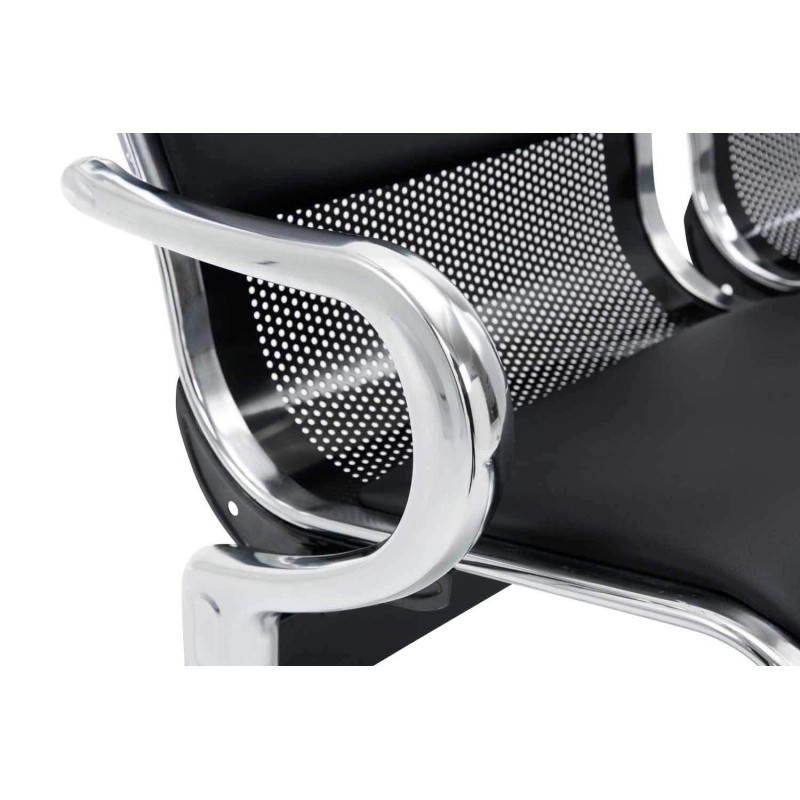 Bancada 2 asientos AUREA, en metal negro y piel negra