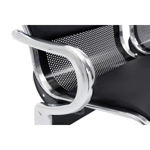 Bancada 2 asientos AUREA, en metal negro y piel negra