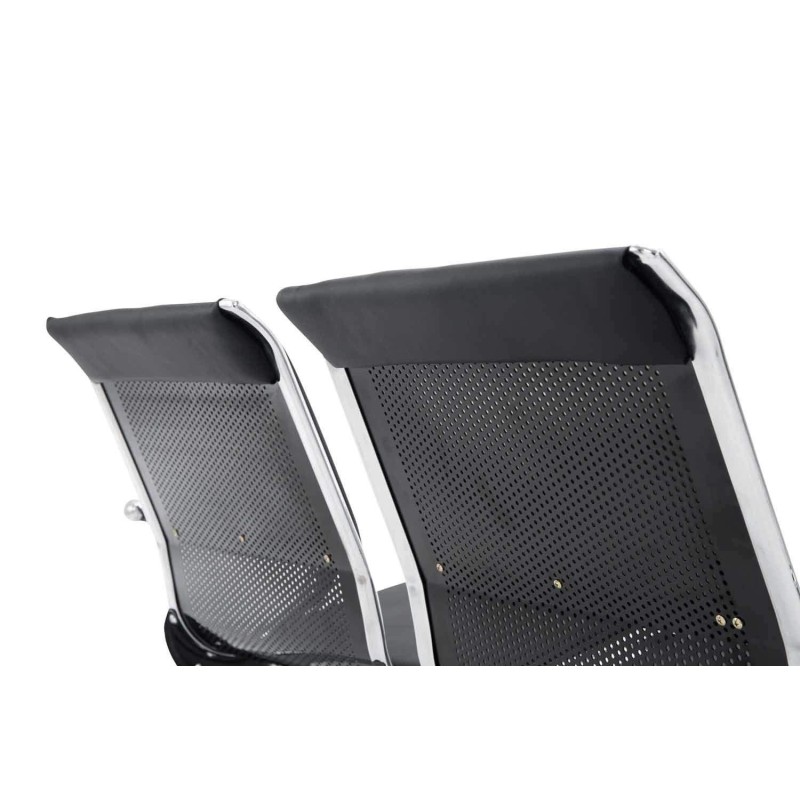 Bancada 2 asientos AUREA, en metal negro y piel negra