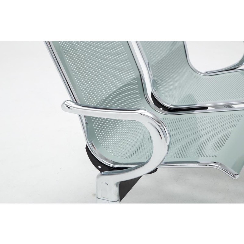 Bancada 2 asientos AUREA, en metal gris plata y piel negra