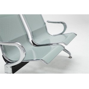 Bancada 2 asientos AUREA, en metal gris plata y piel negra