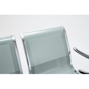 Bancada 2 asientos AUREA, en metal gris plata y piel negra