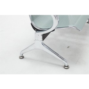 Bancada 2 asientos AUREA, en metal gris plata y piel negra