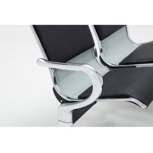 Bancada 2 asientos AUREA, en metal gris plata y piel negra