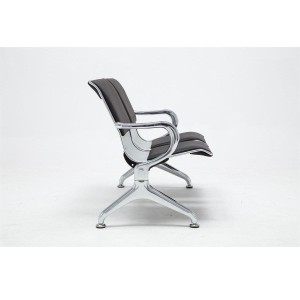 Bancada 2 asientos AUREA, en metal gris plata y piel negra