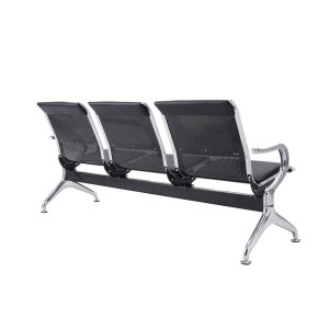 Bancada 3 asientos AUREA, en metal gris oscuro y piel negra