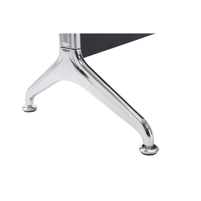 Bancada 3 asientos AUREA, en metal gris oscuro y piel negra