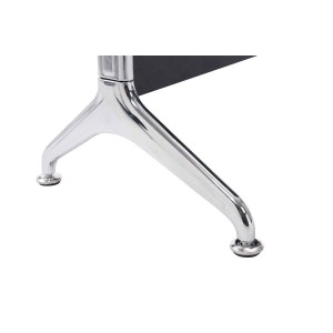 Bancada 3 asientos AUREA, en metal gris oscuro y piel negra