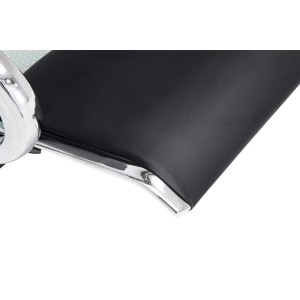 Bancada 3 asientos AUREA, en metal gris plata y piel negra