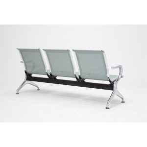 Bancada 3 asientos AUREA, en metal gris plata y piel negra