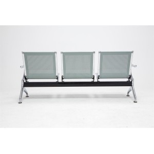 Bancada 3 asientos AUREA, en metal gris plata y piel negra