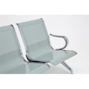 Bancada 3 asientos AUREA, en metal gris plata y piel negra