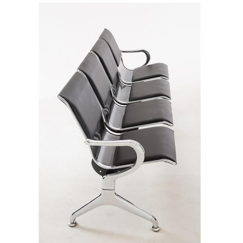 Bancada 4 asientos AUREA, en metal negro y piel negra