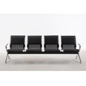 Bancada 4 asientos AUREA, en metal negro y piel negra
