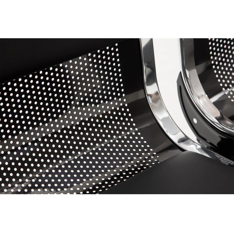 Bancada 4 asientos AUREA, en metal negro y piel negra