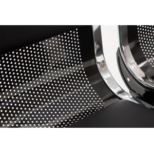 Bancada 4 asientos AUREA, en metal negro y piel negra