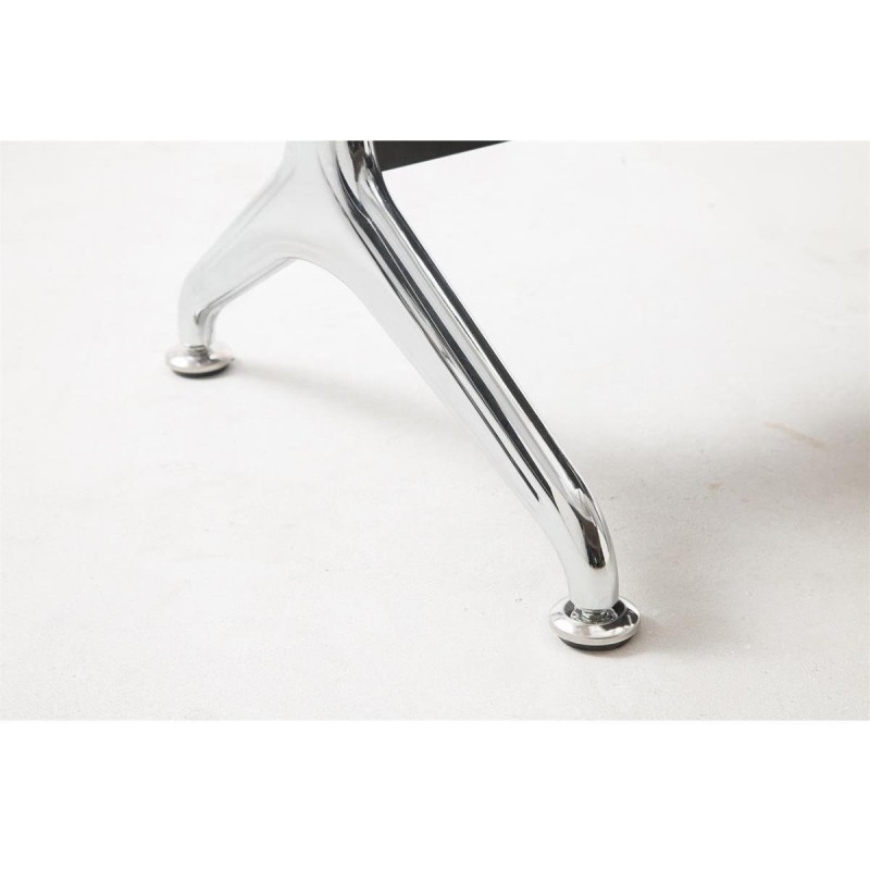 Bancada 4 asientos AUREA, en metal negro y piel negra