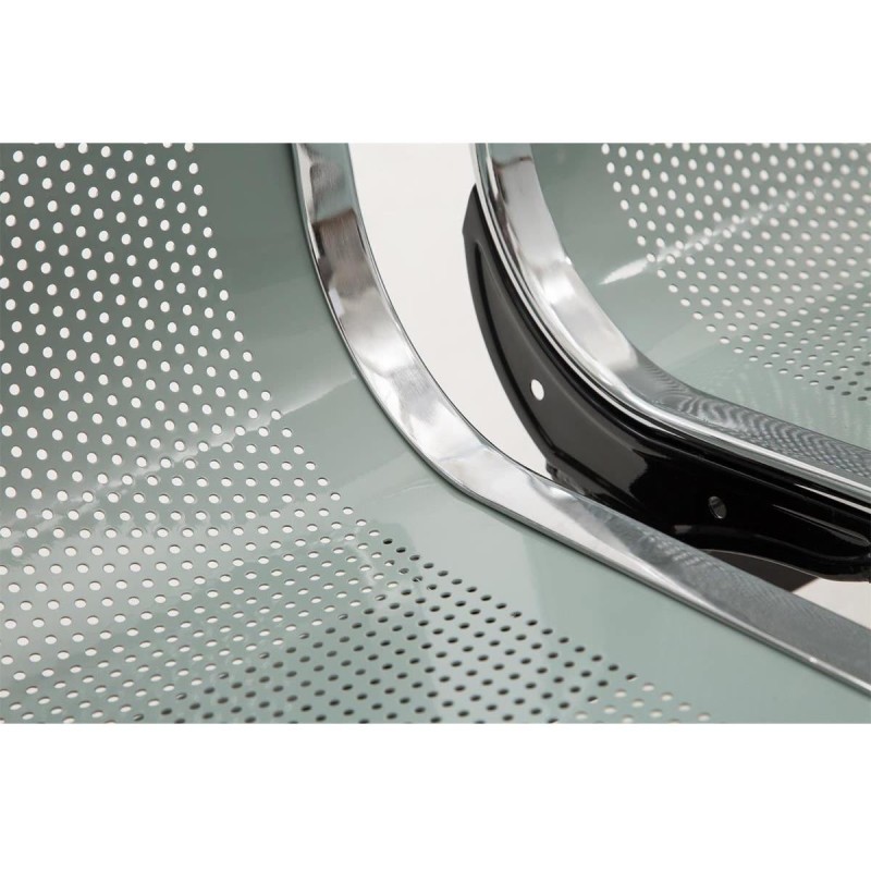 Bancada 4 asientos AUREA, en metal gris plata y piel negra