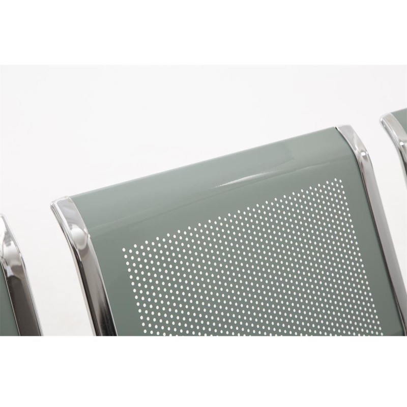 Bancada 4 asientos AUREA, en metal gris plata y piel negra