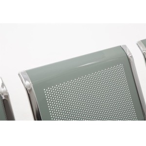 Bancada 4 asientos AUREA, en metal gris plata y piel negra