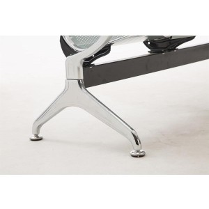 Bancada 4 asientos AUREA, en metal gris plata y piel negra