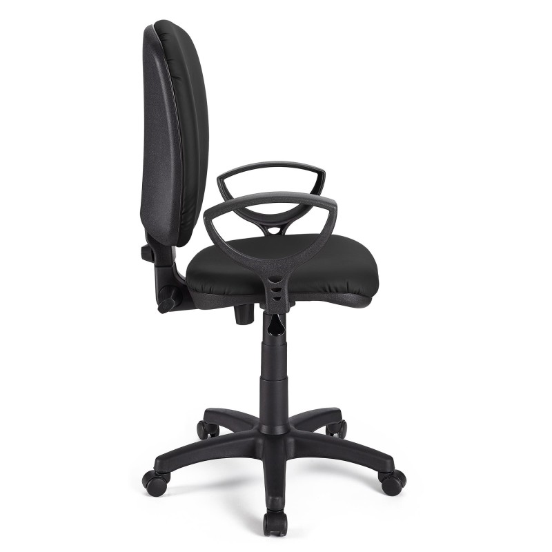 Silla de oficina CALIPSO, respaldo ajustable, en piel negro