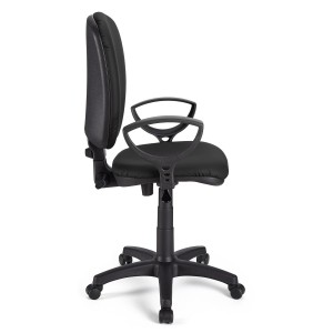 Silla de oficina CALIPSO, respaldo ajustable, en piel negro