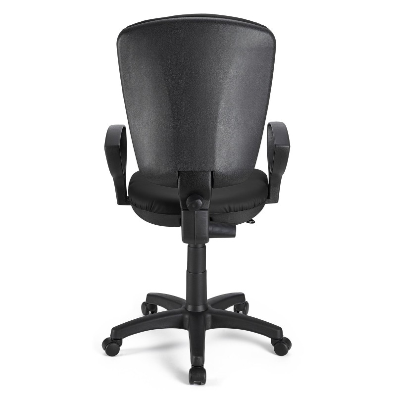 Silla de oficina CALIPSO, respaldo ajustable, en piel negro