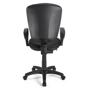 Silla de oficina CALIPSO, respaldo ajustable, en piel negro