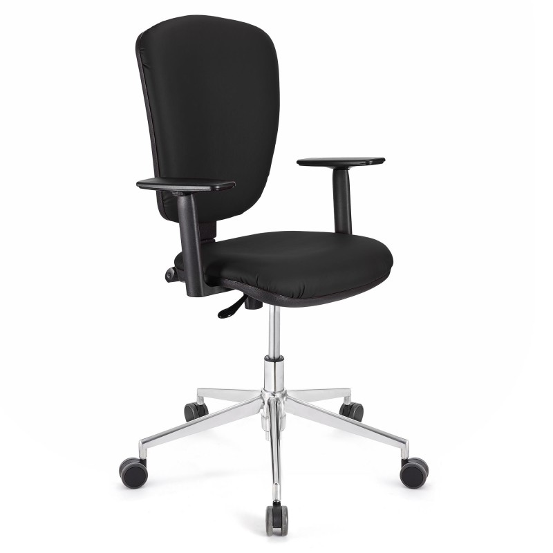 Silla de oficina CALIPSO PRO PIEL, respaldo y brazos ajustables, en negra