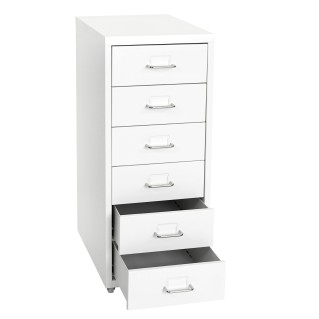 Archivador HUT 6 CAJONES, 69x28x44 cm, en Acero color Blanco