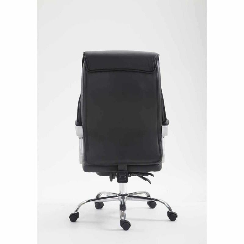 Sillón de Oficina OREGON, Reposapiés Extensible, Gran Acolchado, en Piel color Negro