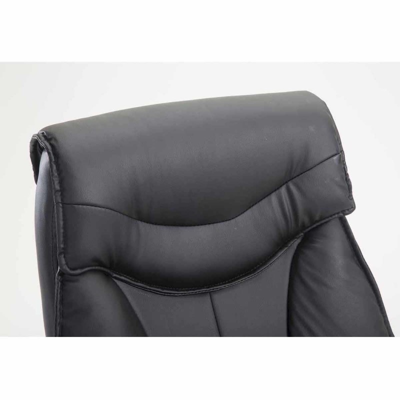 Sillón de Oficina OREGON, Reposapiés Extensible, Gran Acolchado, en Piel color Negro