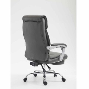 Sillón de Oficina OREGON, Reposapiés Extensible, Gran Acolchado, en Piel color Negro