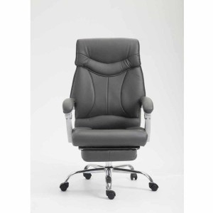 Sillón de Oficina OREGON, Reposapiés Extensible, Gran Acolchado, en Piel color Negro