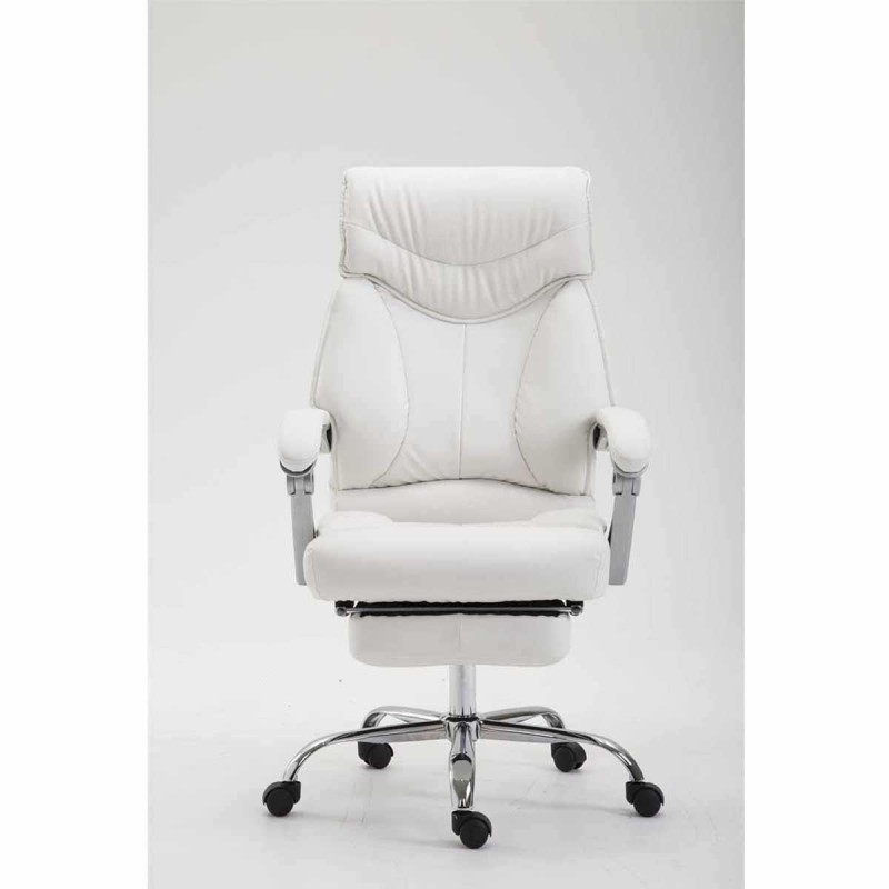 Sillón de Oficina OREGON, Reposapiés Extensible, Gran Acolchado, en Piel color Negro