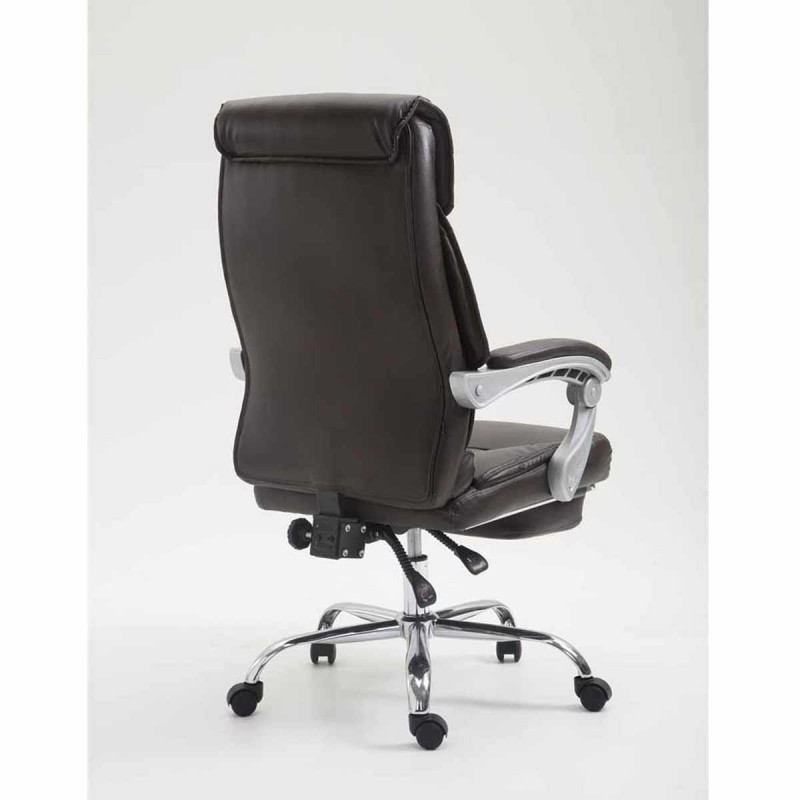 Sillón de Oficina OREGON, Reposapiés Extensible, Gran Acolchado, en Piel color Negro